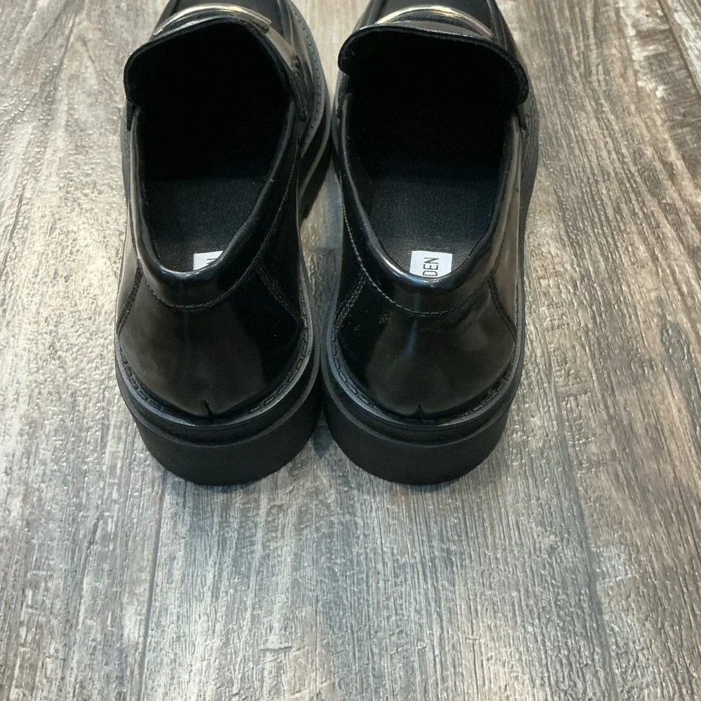 Steve Madden Elegant Black Leather Loafers Size 10 - Picture 11 of 16